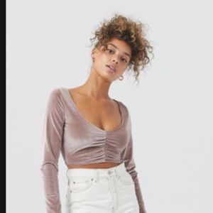 Urban outfitters velvet long sleeve crop